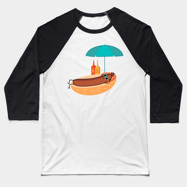 Bratwurst on the beach Baseball T-Shirt by spontania